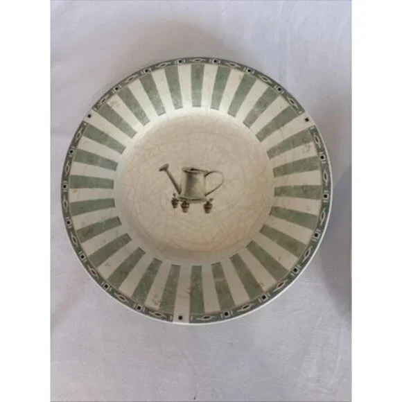 Set Of 2 Pfaltzgraff  Portfolio Naturewood 8" Salad Side Plate Herb Watering Can - Picture 3 of 6